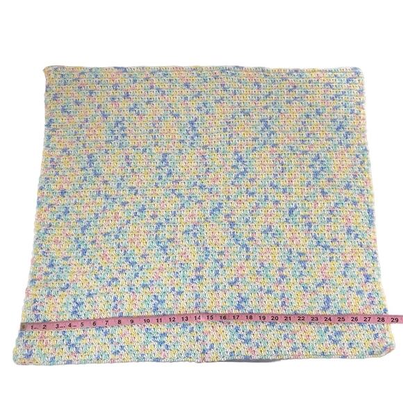 Handmade Crocheted Baby Blanket Pink Blue Pastel Lap Afghan 26x28 Gender Neutral - Picture 8 of 8